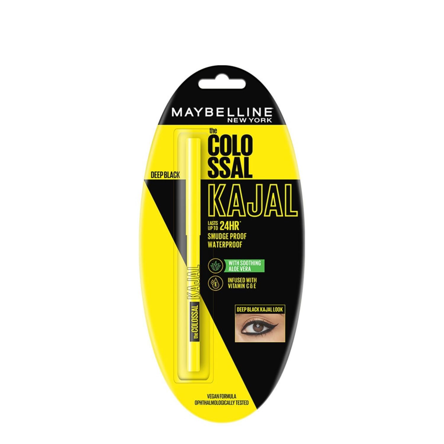 Maybelline New York Colossal Kajal – Deep Black | Smudgeproof & Waterproof | Up to 24 Hours Long-Lasting