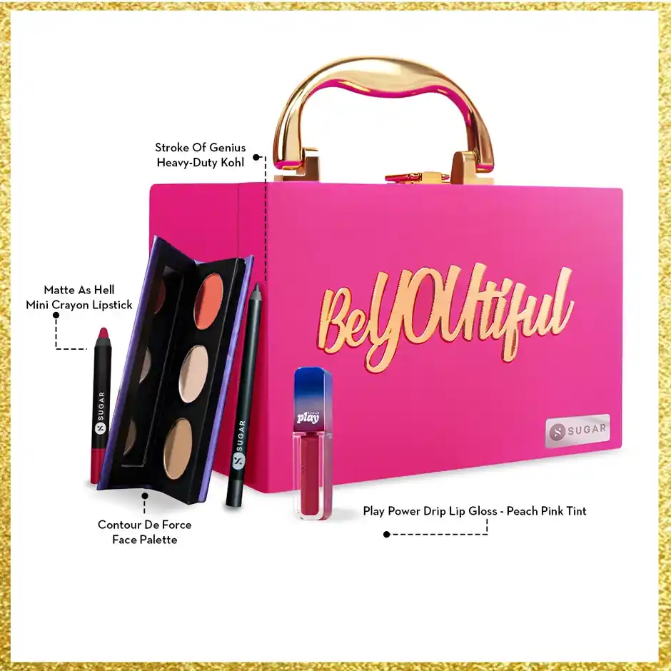 SUGAR BeYOUtiful Makeup Trousseau Box – Premium Pink Beauty Gift Hamper